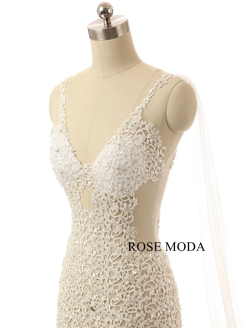 Rosemoda Lace Illusion Long Evening Dress