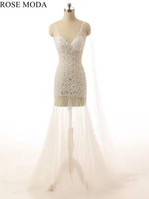Rosemoda Lace Illusion Long Evening Dress