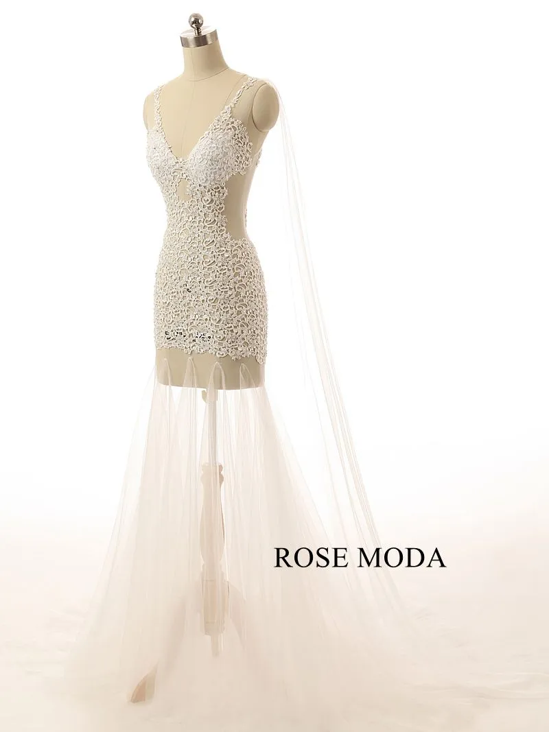 Rosemoda Lace Illusion Long Evening Dress
