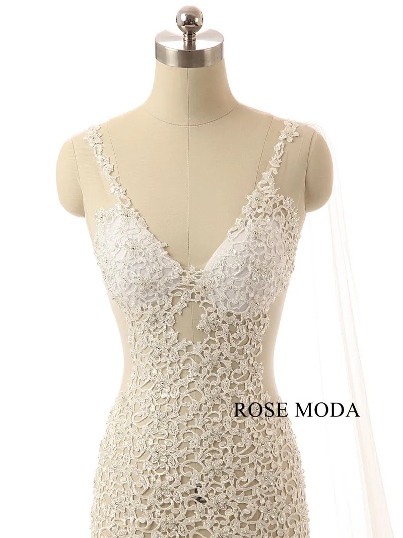 Rosemoda Lace Illusion Long Evening Dress