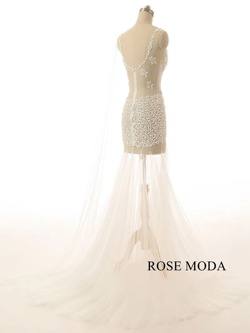 Rosemoda Lace Illusion Long Evening Dress
