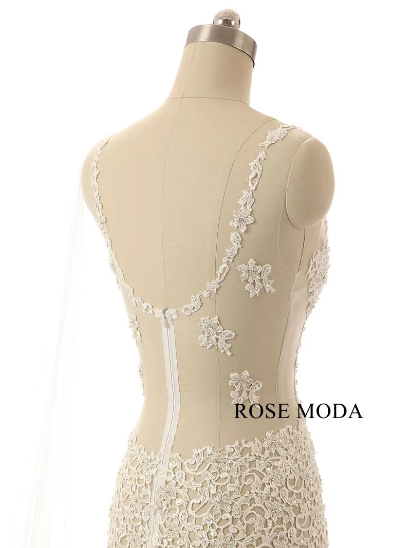 Rosemoda Lace Illusion Long Evening Dress