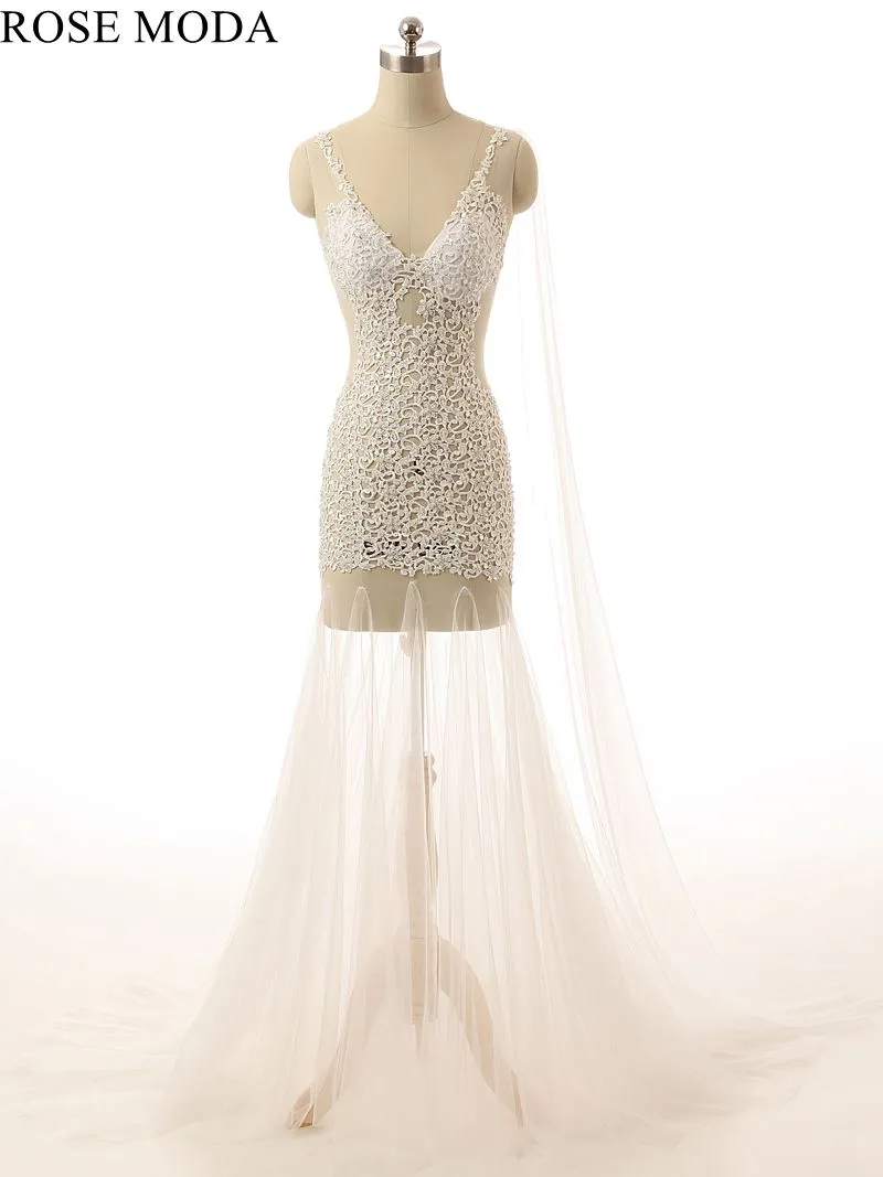 Rosemoda Lace Illusion Long Evening Dress