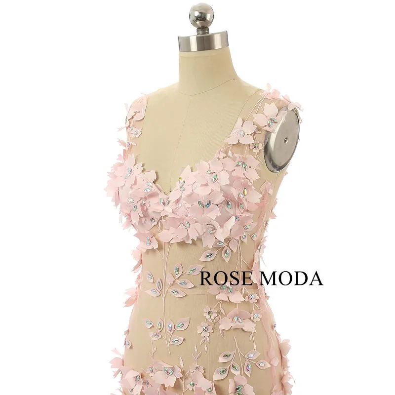 Rosemoda Lace Illusion Pink Long Prom Dress