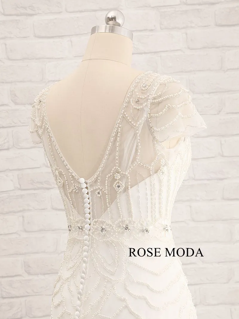 Rosemoda Two Pieces Fitted A Line Heavy Delicate Beadwork Bridal Gown