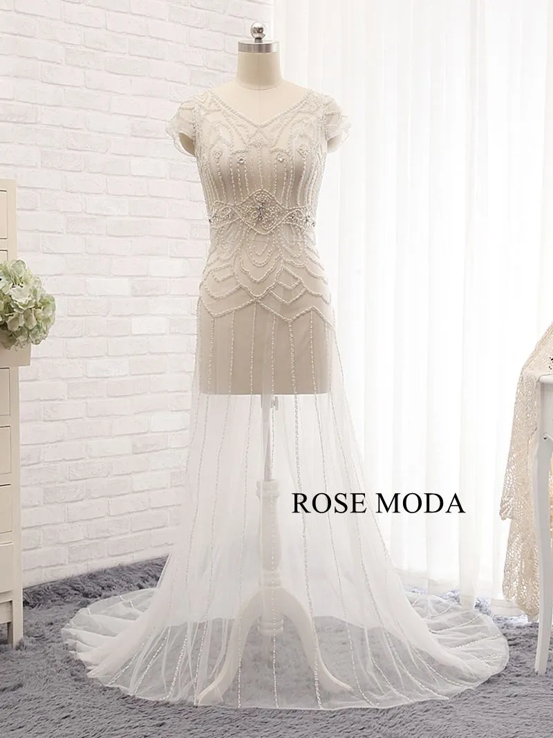 Rosemoda Two Pieces Fitted A Line Heavy Delicate Beadwork Bridal Gown