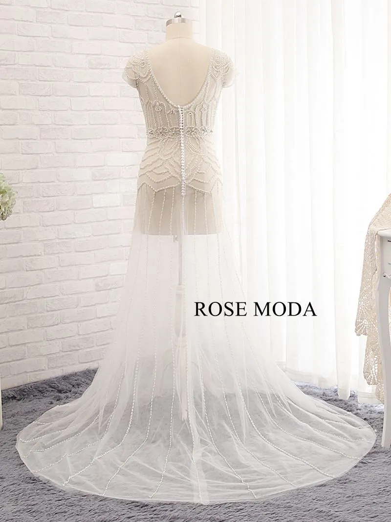 Rosemoda Two Pieces Fitted A Line Heavy Delicate Beadwork Bridal Gown