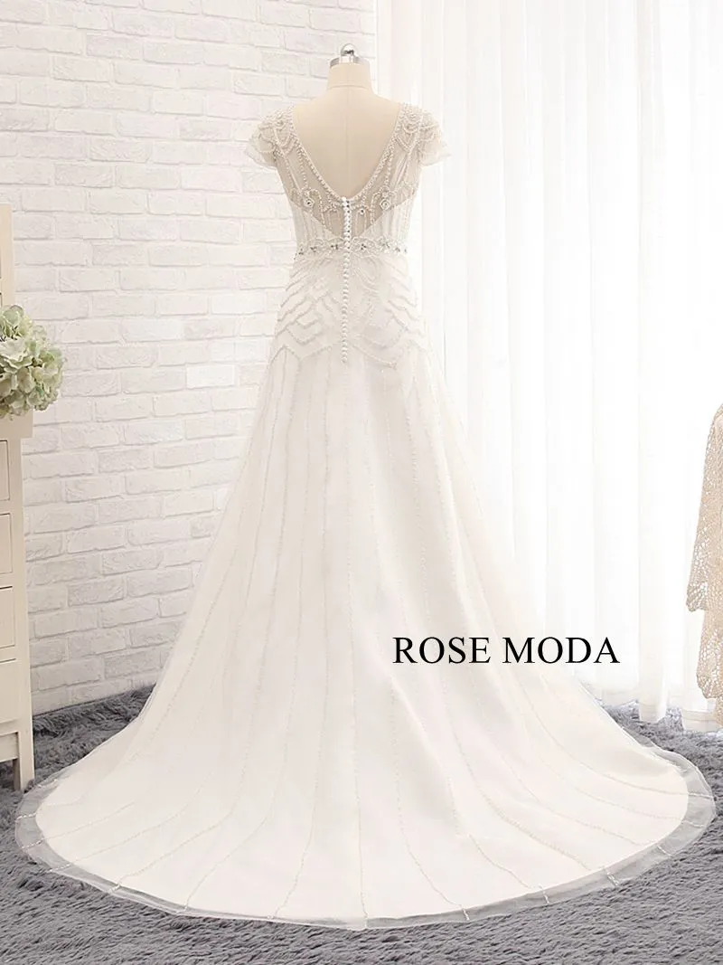 Rosemoda Two Pieces Fitted A Line Heavy Delicate Beadwork Bridal Gown