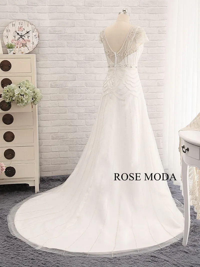 Rosemoda Two Pieces Fitted A Line Heavy Delicate Beadwork Bridal Gown