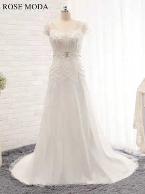 Rosemoda Two Pieces Fitted A Line Heavy Delicate Beadwork Bridal Gown