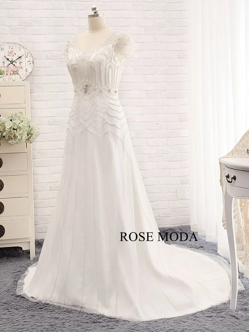 Rosemoda Two Pieces Fitted A Line Heavy Delicate Beadwork Bridal Gown