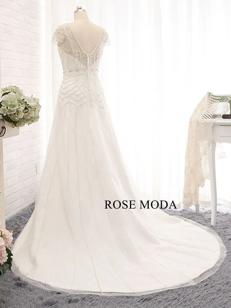 Rosemoda Two Pieces Fitted A Line Heavy Delicate Beadwork Bridal Gown