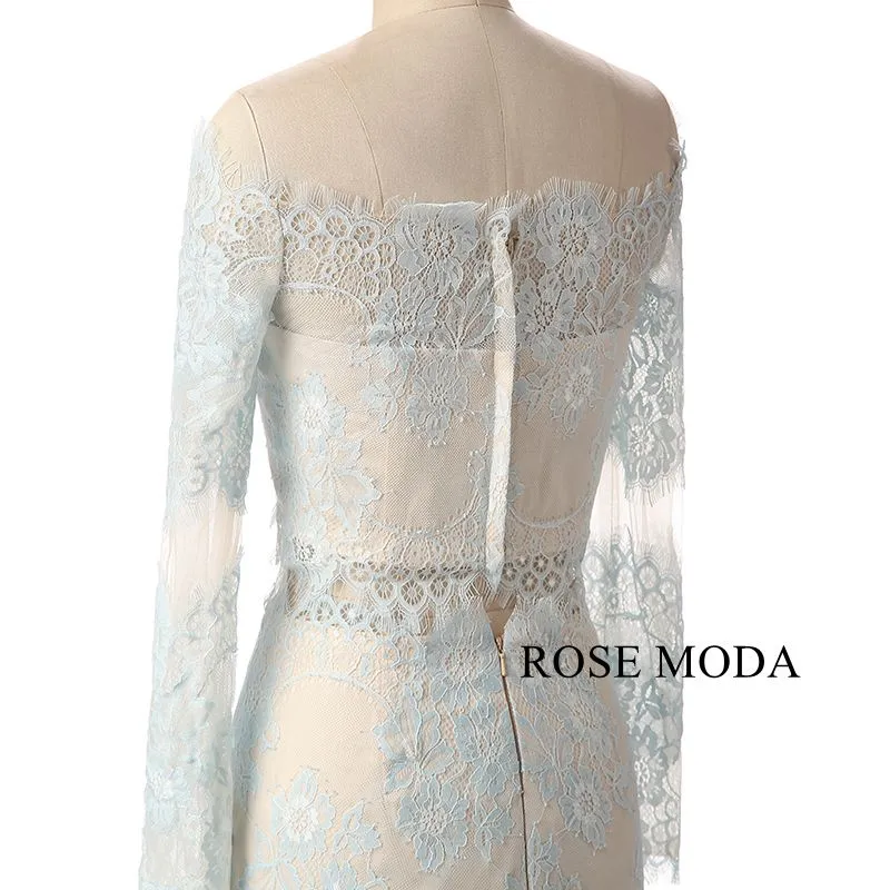 Rosemoda Two Pieces Long Sleeve Lace Prom Dress