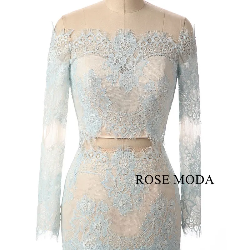 Rosemoda Two Pieces Long Sleeve Lace Prom Dress