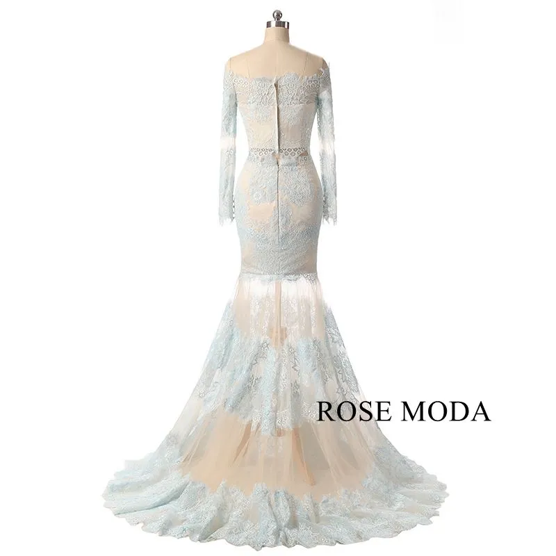 Rosemoda Two Pieces Long Sleeve Lace Prom Dress