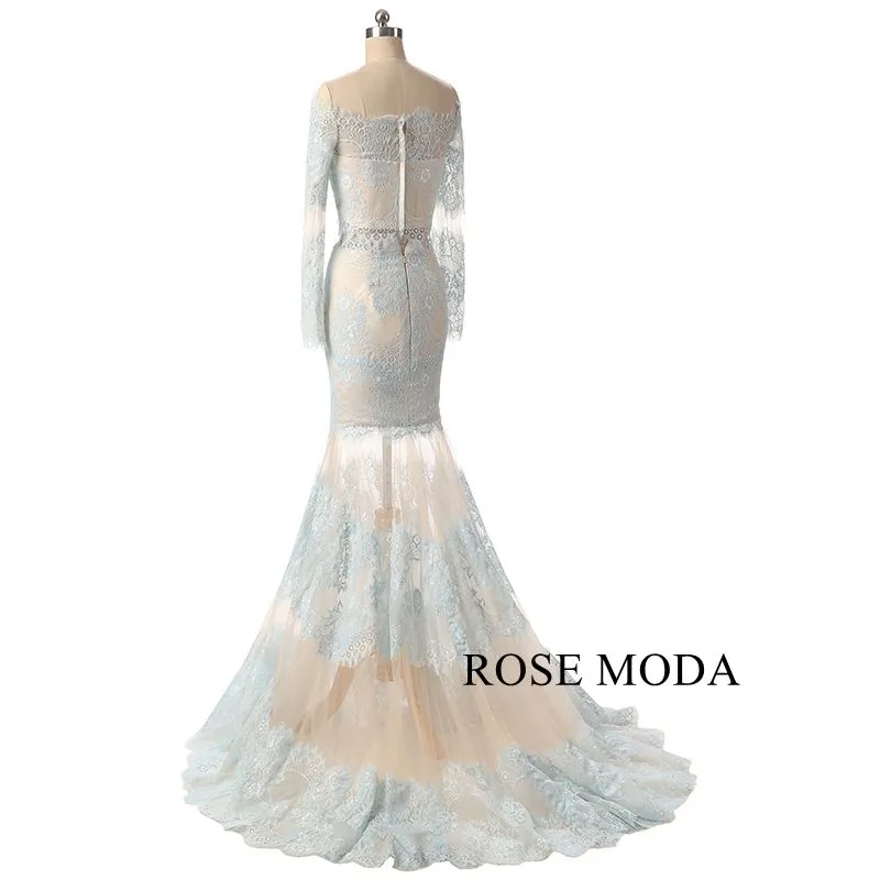 Rosemoda Two Pieces Long Sleeve Lace Prom Dress