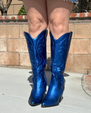 Royal Blue Shiny Cowgirl Boots