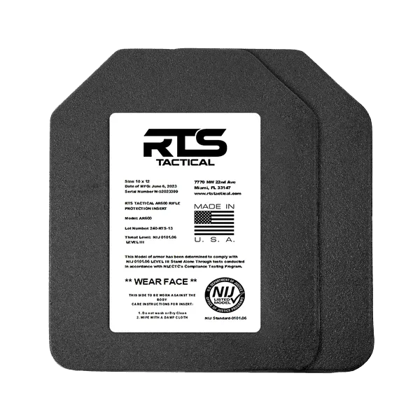 RTS Tactical Lightweight Level III  Rifle Special Threats Plate 10"x12"