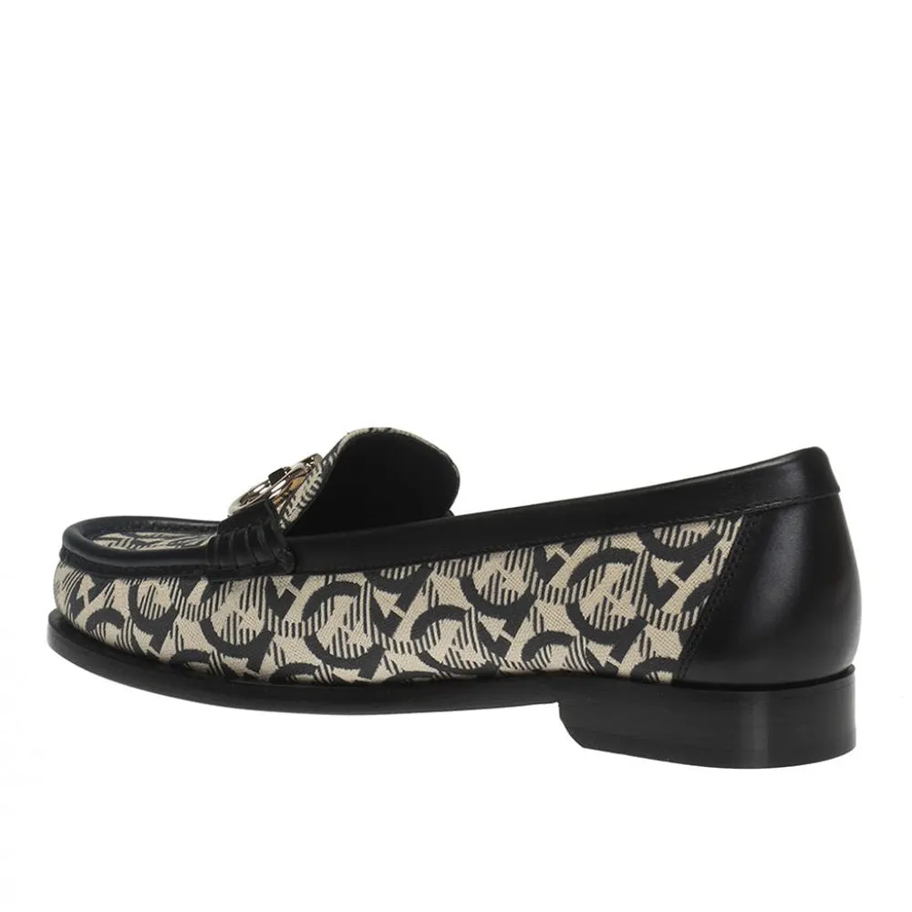 Salvatore Ferragamo Women's 'Rolo' Gancini T-Logo Print Leather Loafer Cream