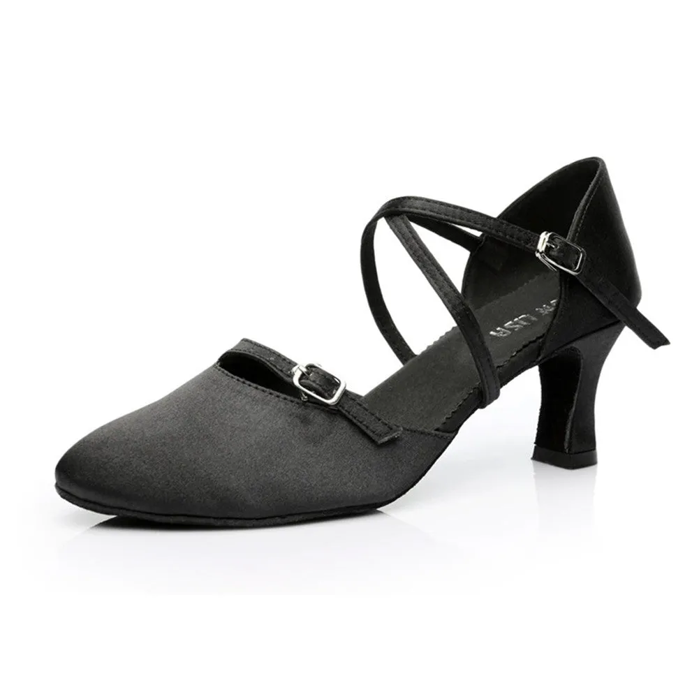 Satin Tango Salsa Ballroom 1.8" 2.7''Heel Latin Dance Shoes