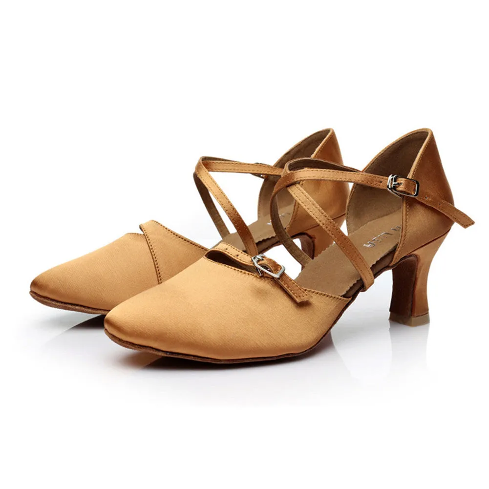 Satin Tango Salsa Ballroom 1.8" 2.7''Heel Latin Dance Shoes