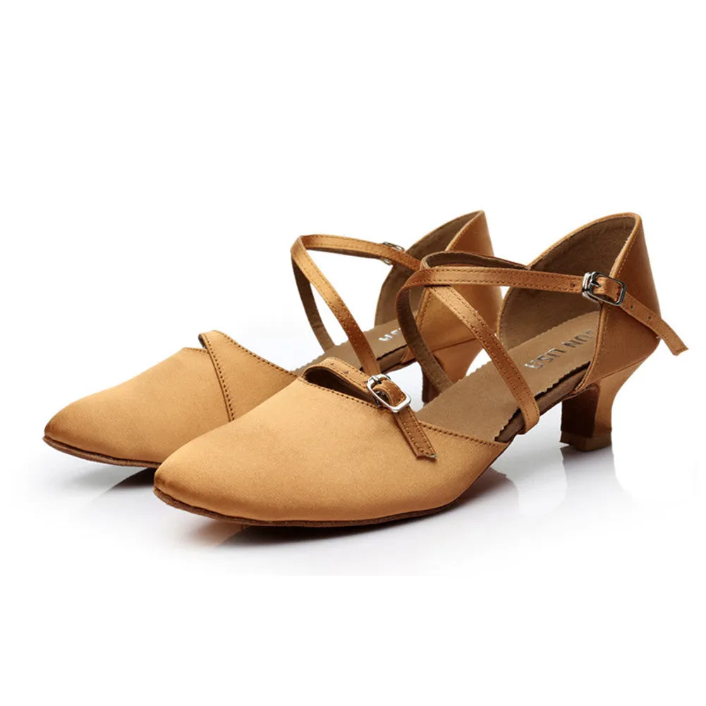 Satin Tango Salsa Ballroom 1.8" 2.7''Heel Latin Dance Shoes