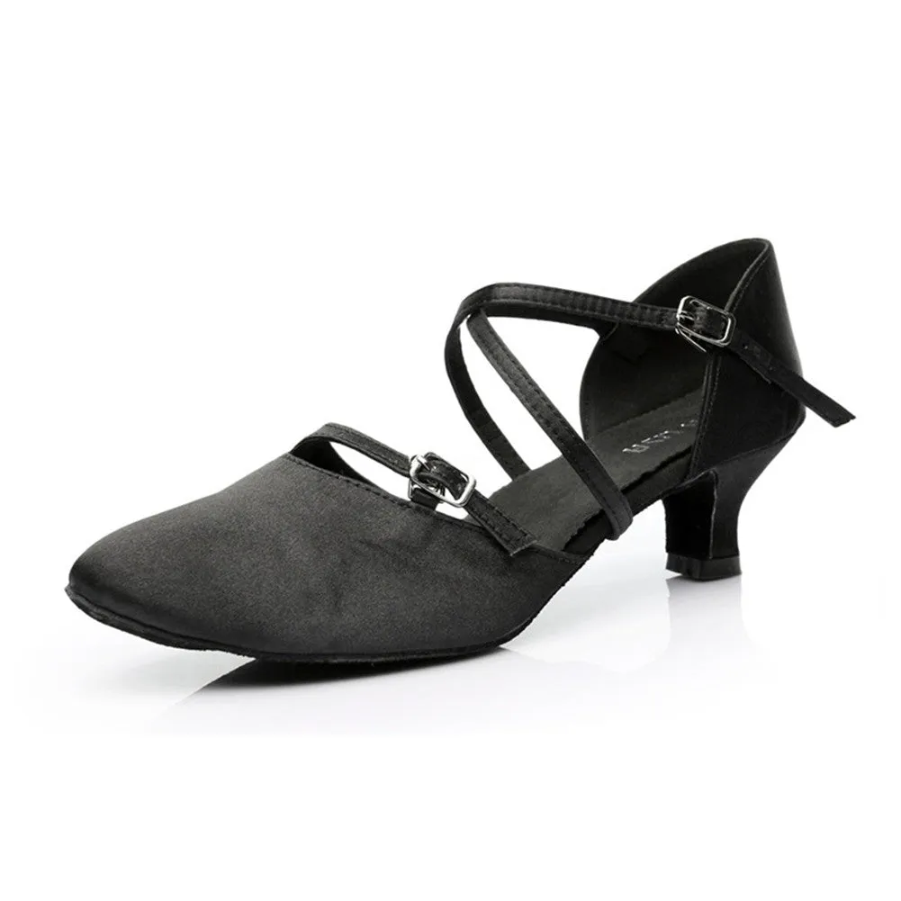 Satin Tango Salsa Ballroom 1.8" 2.7''Heel Latin Dance Shoes