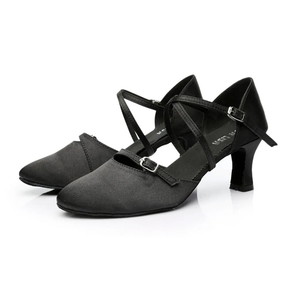 Satin Tango Salsa Ballroom 1.8" 2.7''Heel Latin Dance Shoes