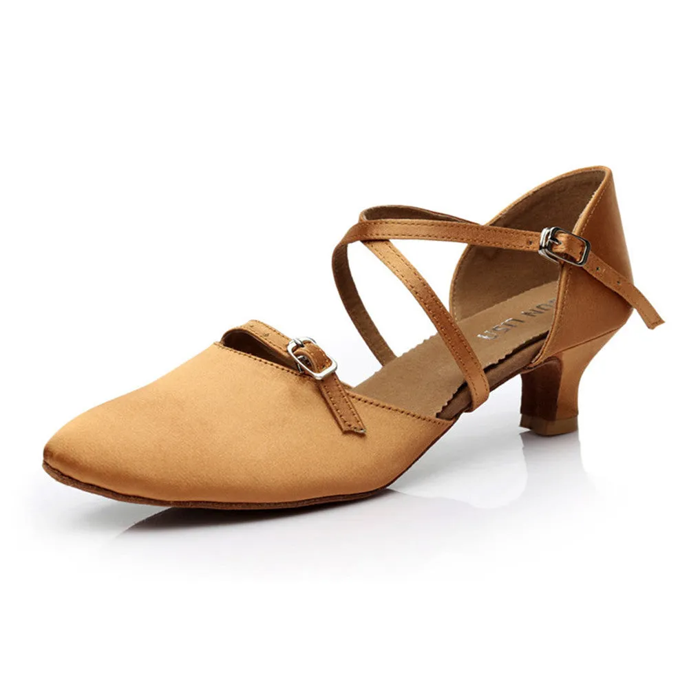 Satin Tango Salsa Ballroom 1.8" 2.7''Heel Latin Dance Shoes