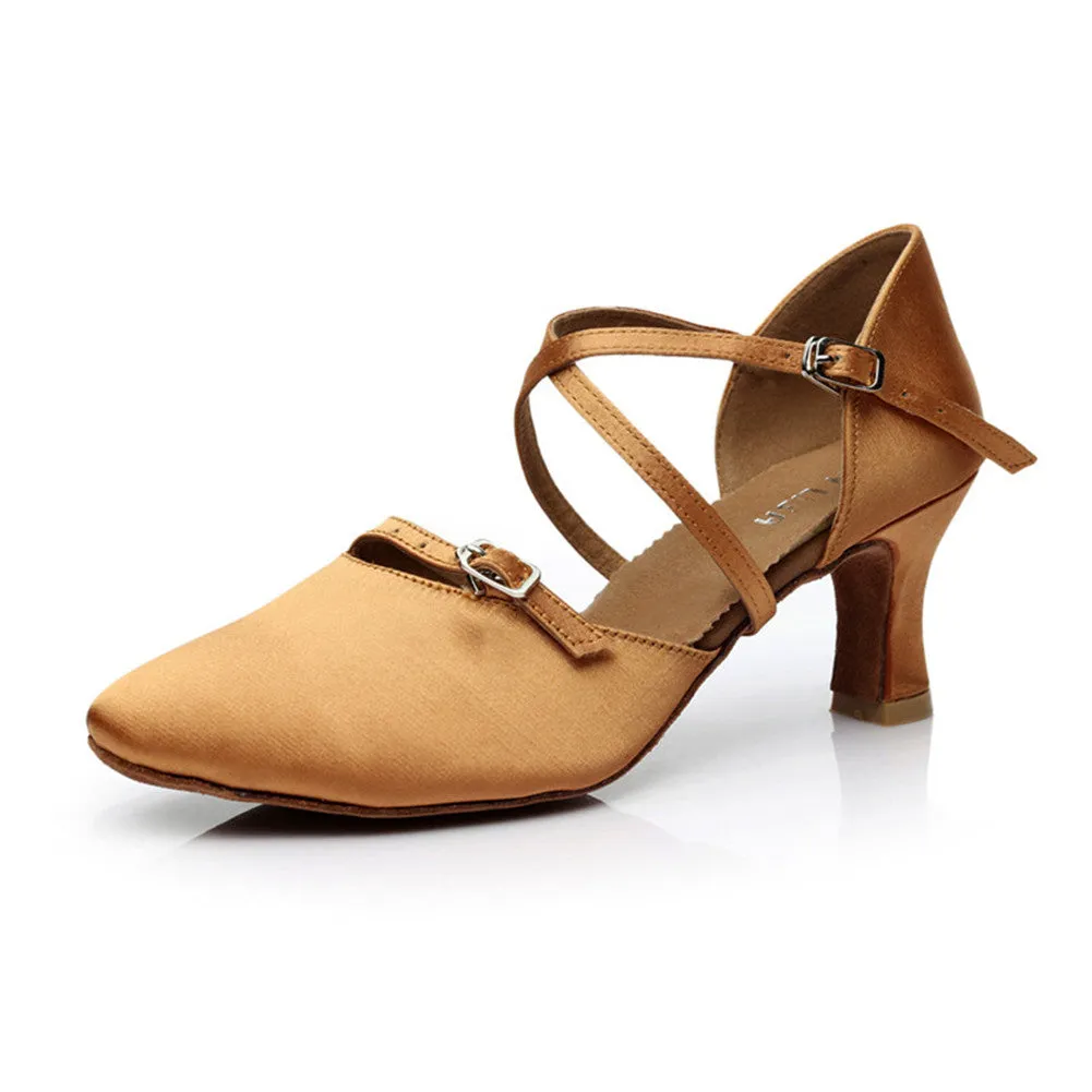 Satin Tango Salsa Ballroom 1.8" 2.7''Heel Latin Dance Shoes