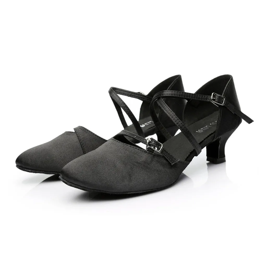 Satin Tango Salsa Ballroom 1.8" 2.7''Heel Latin Dance Shoes