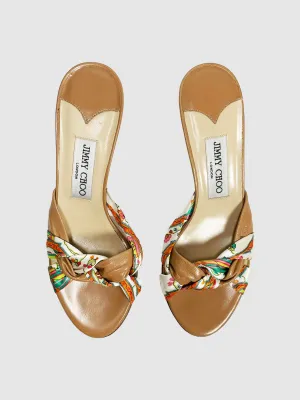 Silk and Leather Strappy Kitten Heels - Size 37