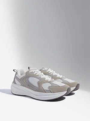SOLEPLAY Beige Mesh-Detailed Lace-Up Sneakers