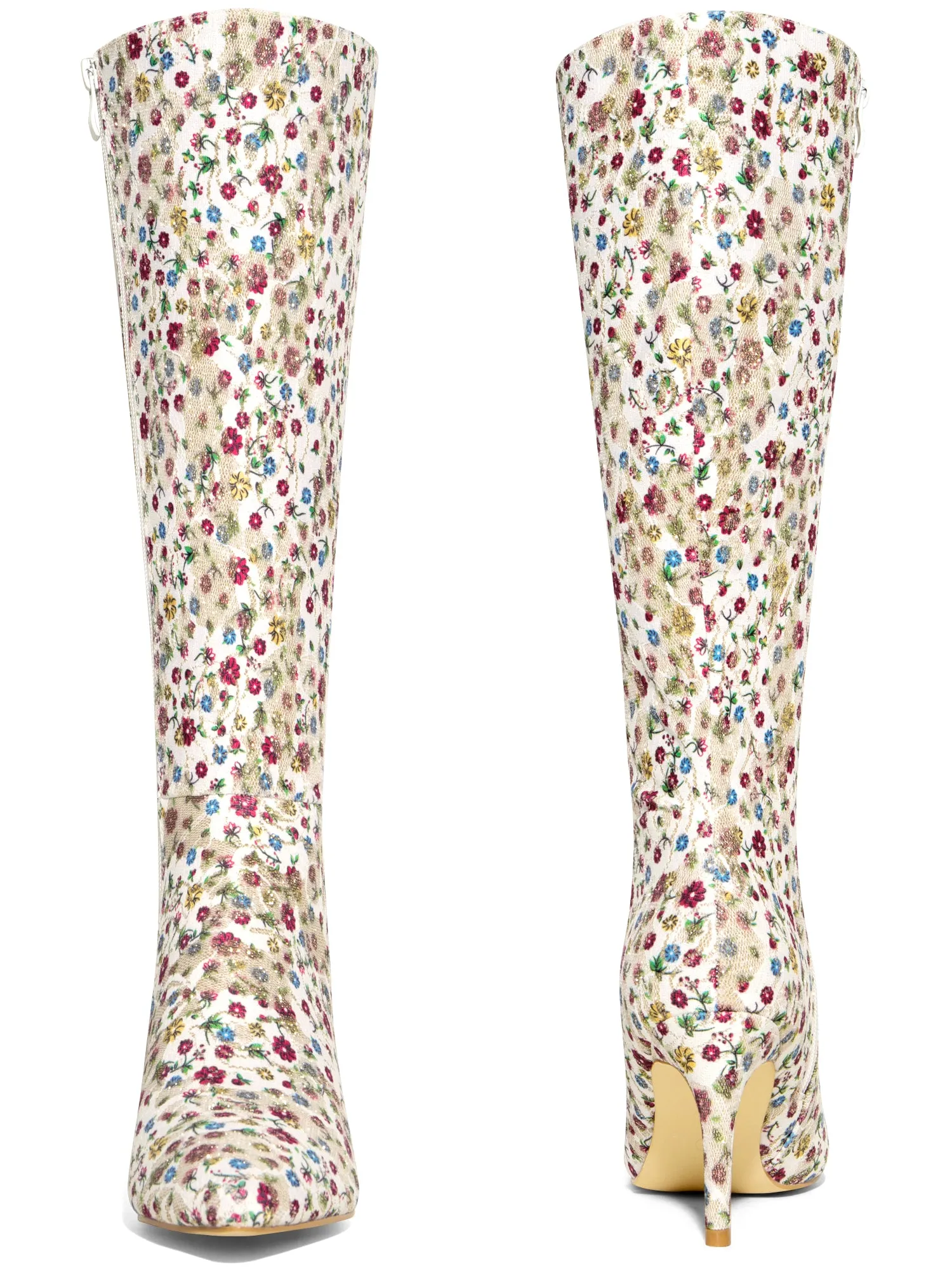 Sparkle Glitter Sequin Lace Stiletto Heel Knee High Boots for Women