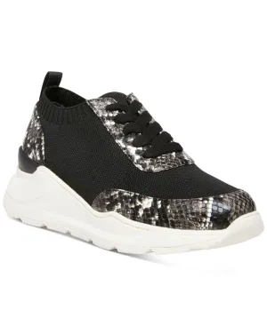 Steve Madden Women's Pari Knit Almond-toe Lace-up Jogger Sneakers BLACK MULT