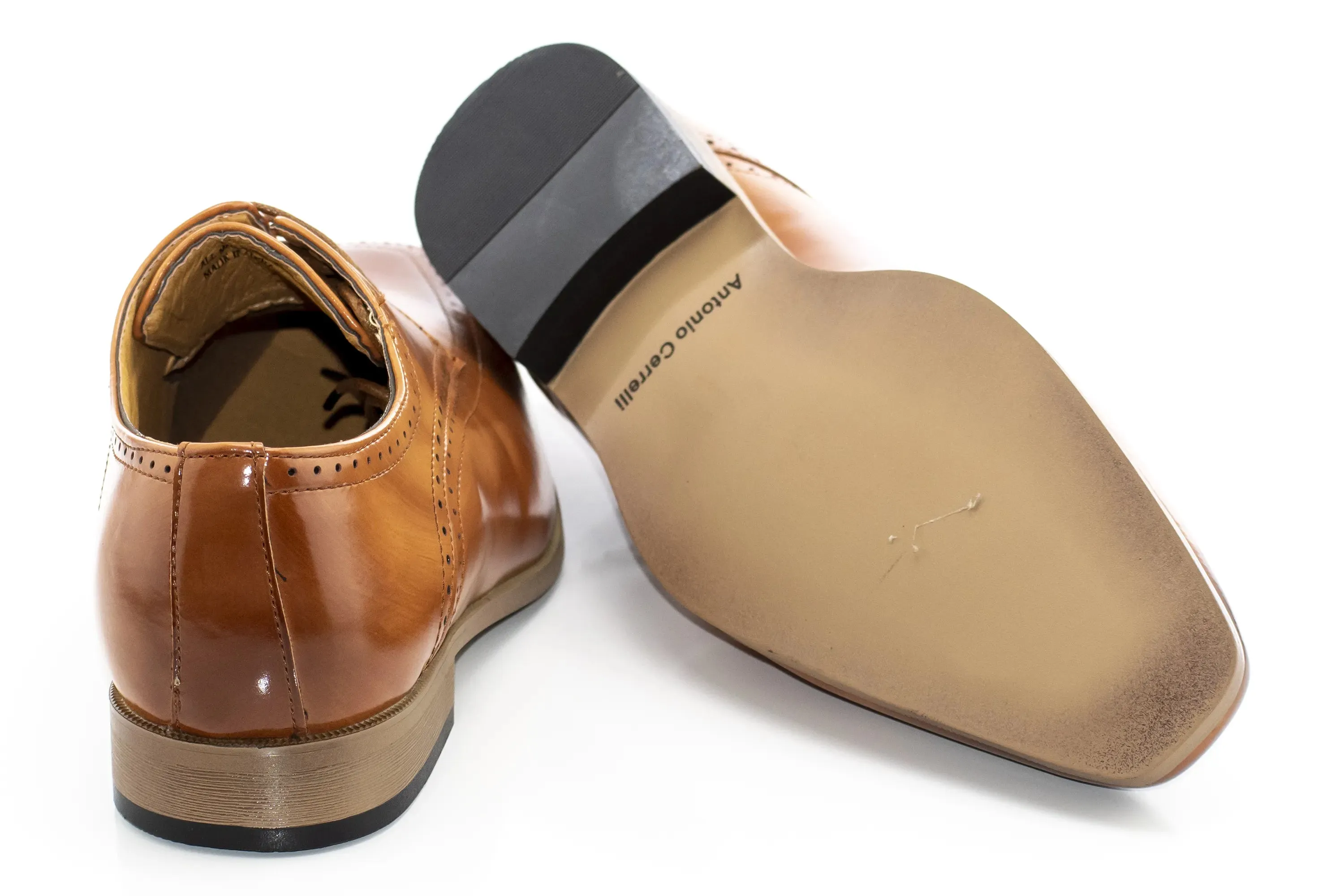 Tan Perforated Leather Derby Lace-Ups
