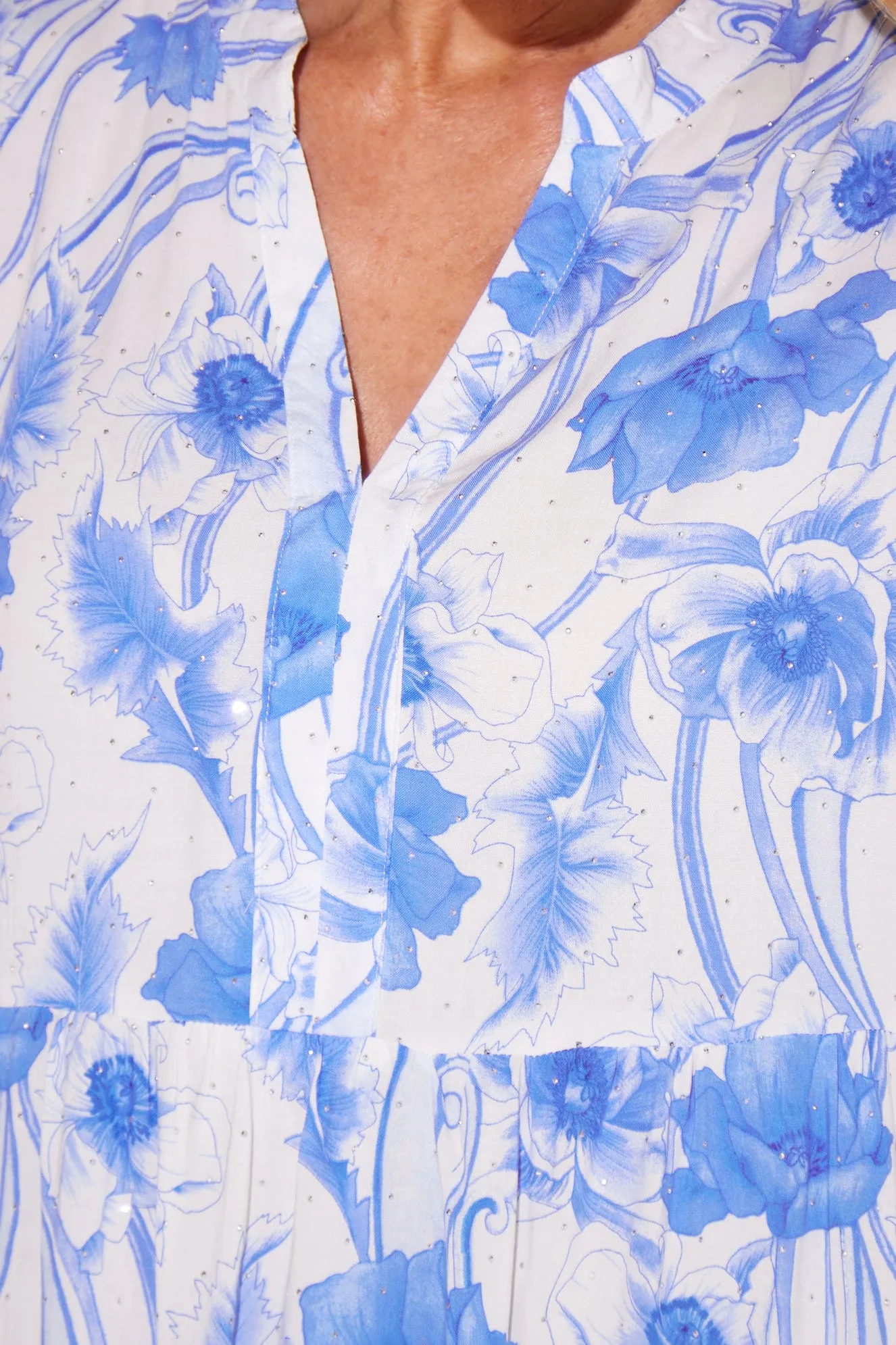 Taylor Diamanté Dress - Blue Floral
