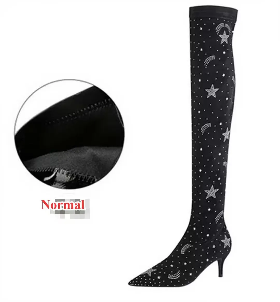 Tillbuy Starry Sky Over Knee Boots