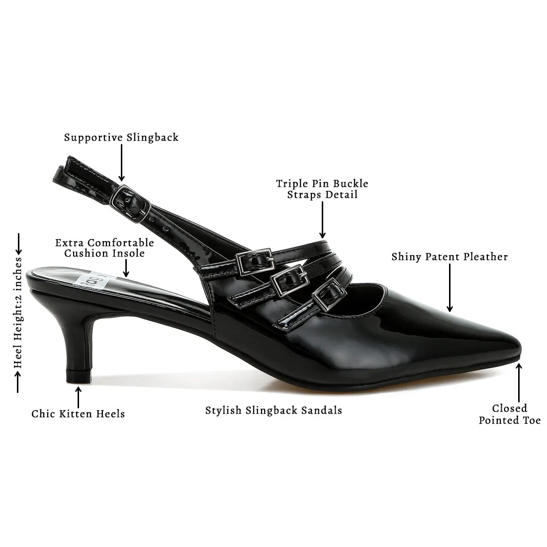 Triple Strap Slingback Sandals