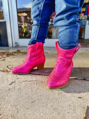 Tween Fuschia Sparkle Booties