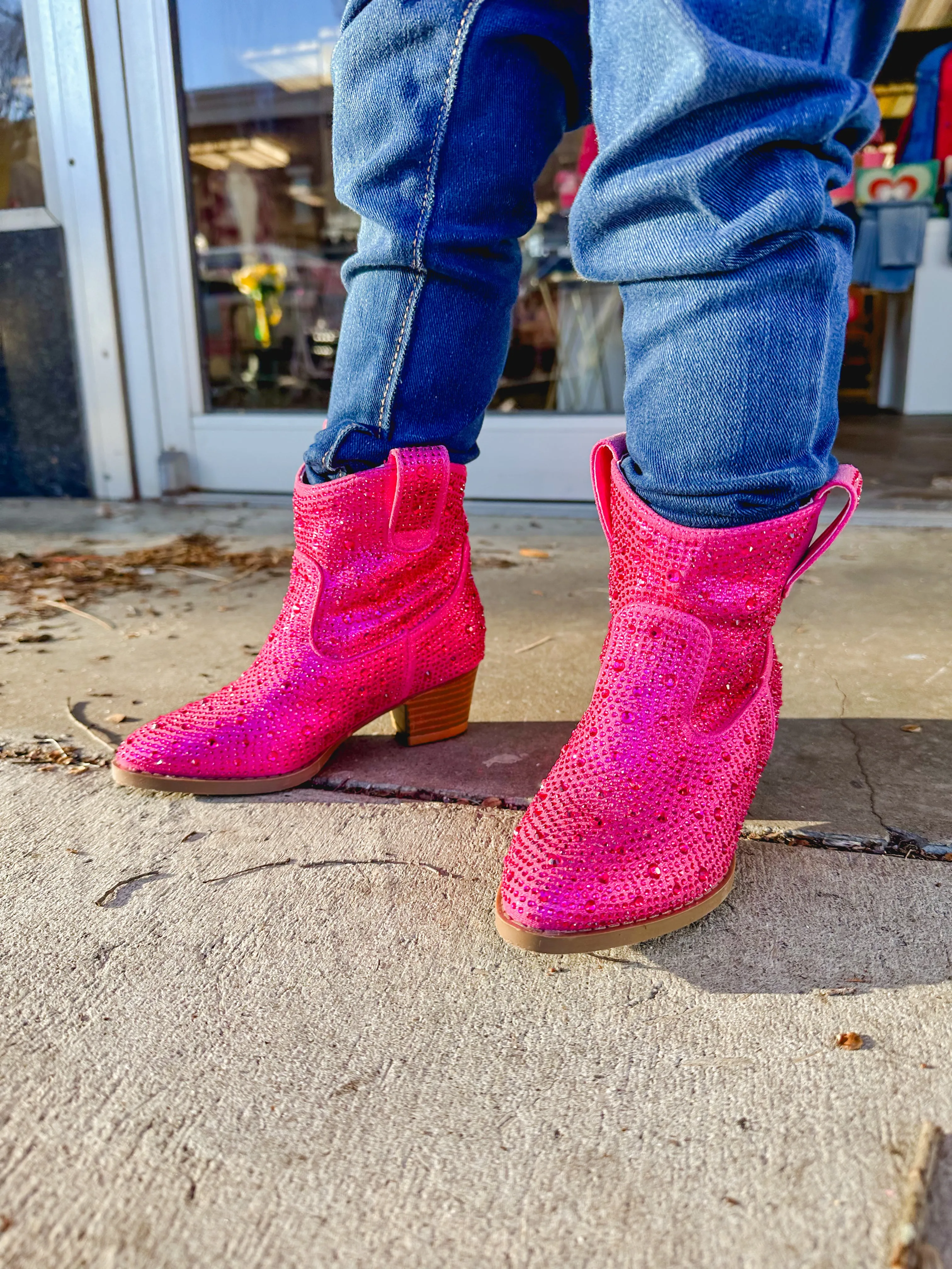 Tween Fuschia Sparkle Booties