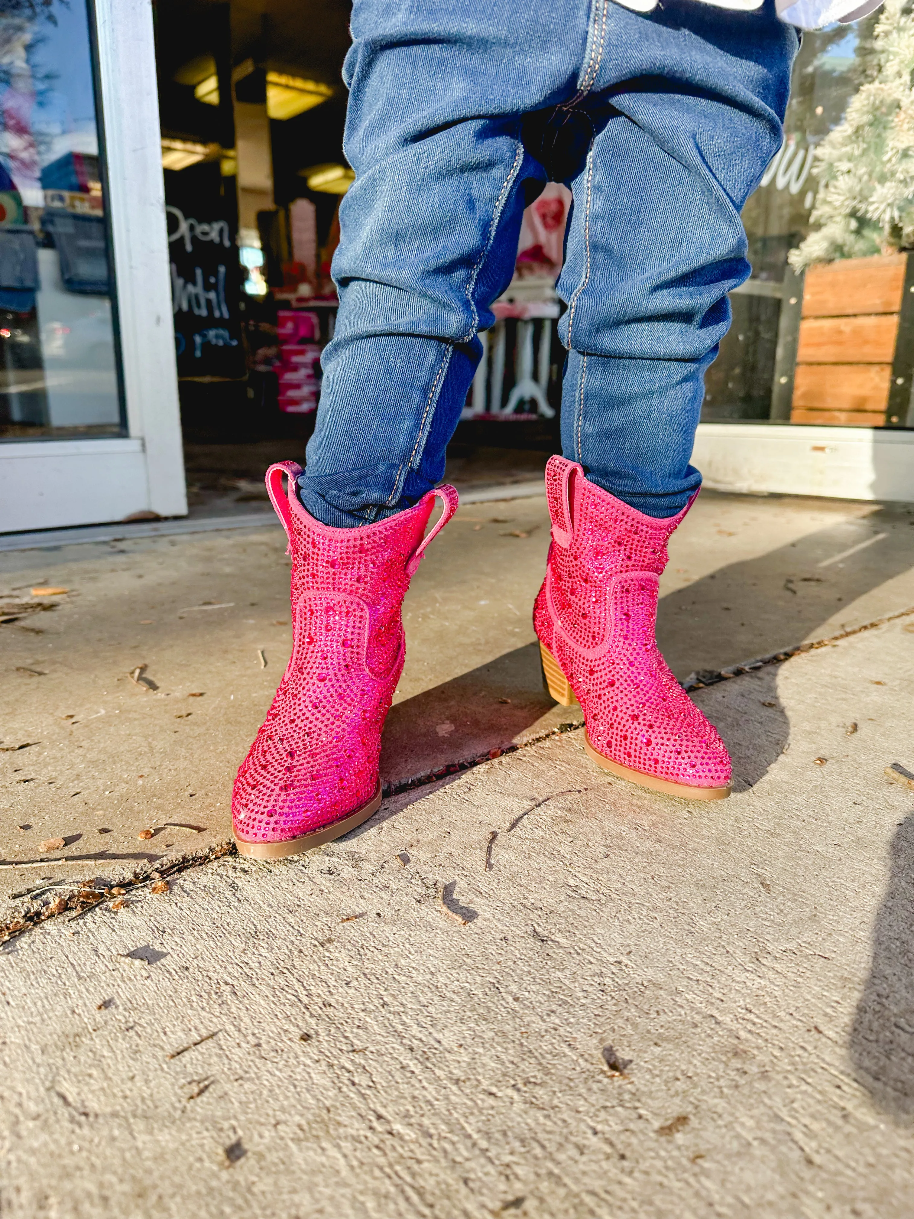 Tween Fuschia Sparkle Booties