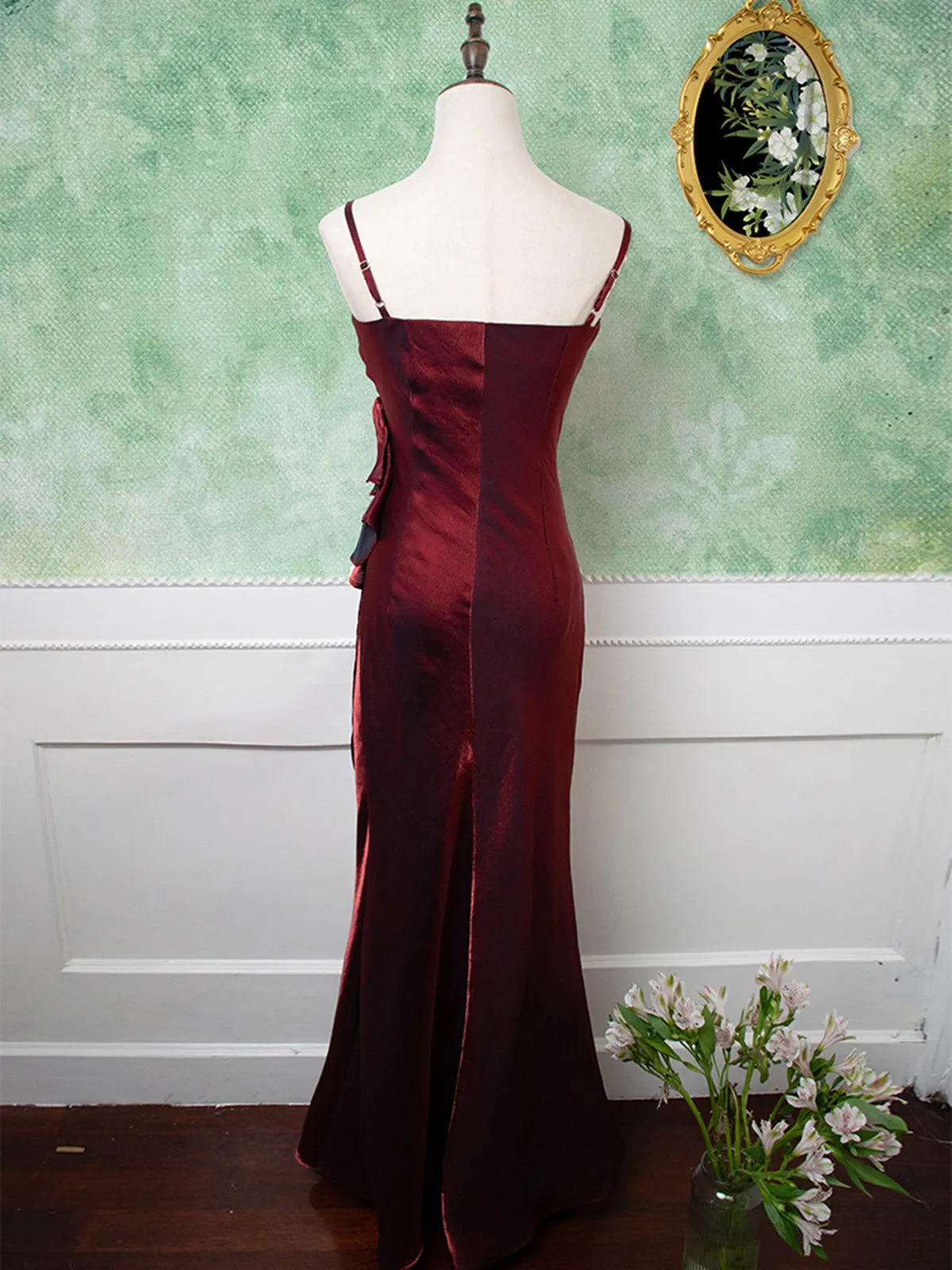 Uniwim 2024 Beautiful Wine Red Straps Long Prom Dress, Wine Red Evening Dress Party Dress
