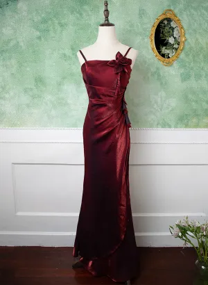 Uniwim 2024 Beautiful Wine Red Straps Long Prom Dress, Wine Red Evening Dress Party Dress