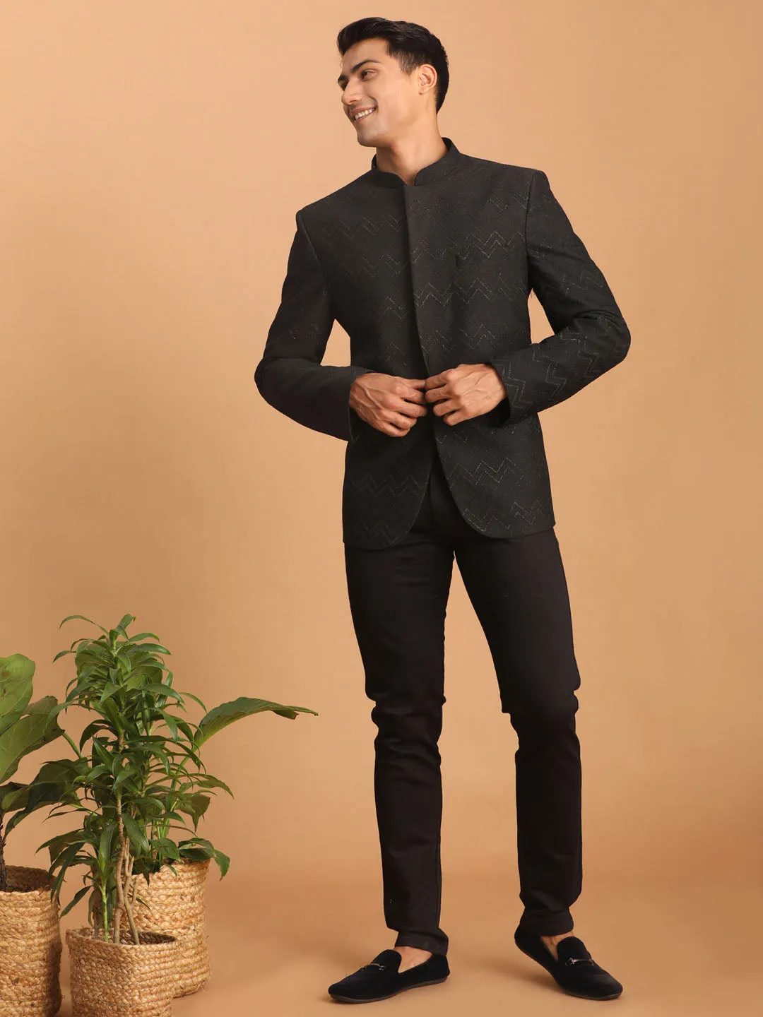 Vastramay Glitter Zigzag Jodhpuri