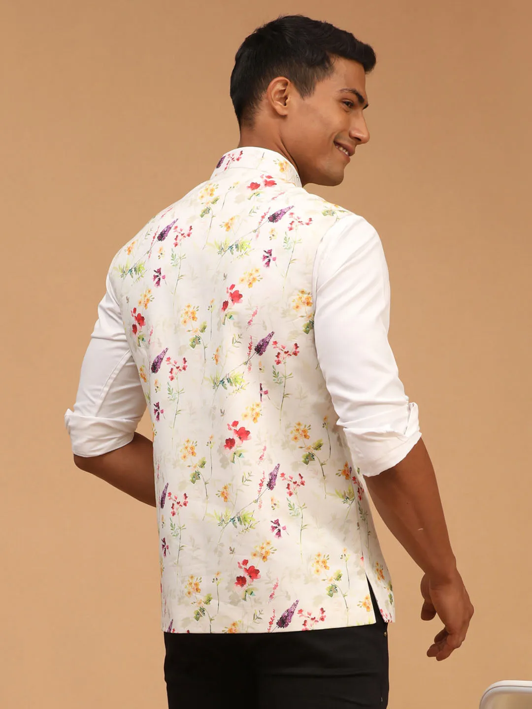 VASTRAMAY Printed Nehru Jacket for Men