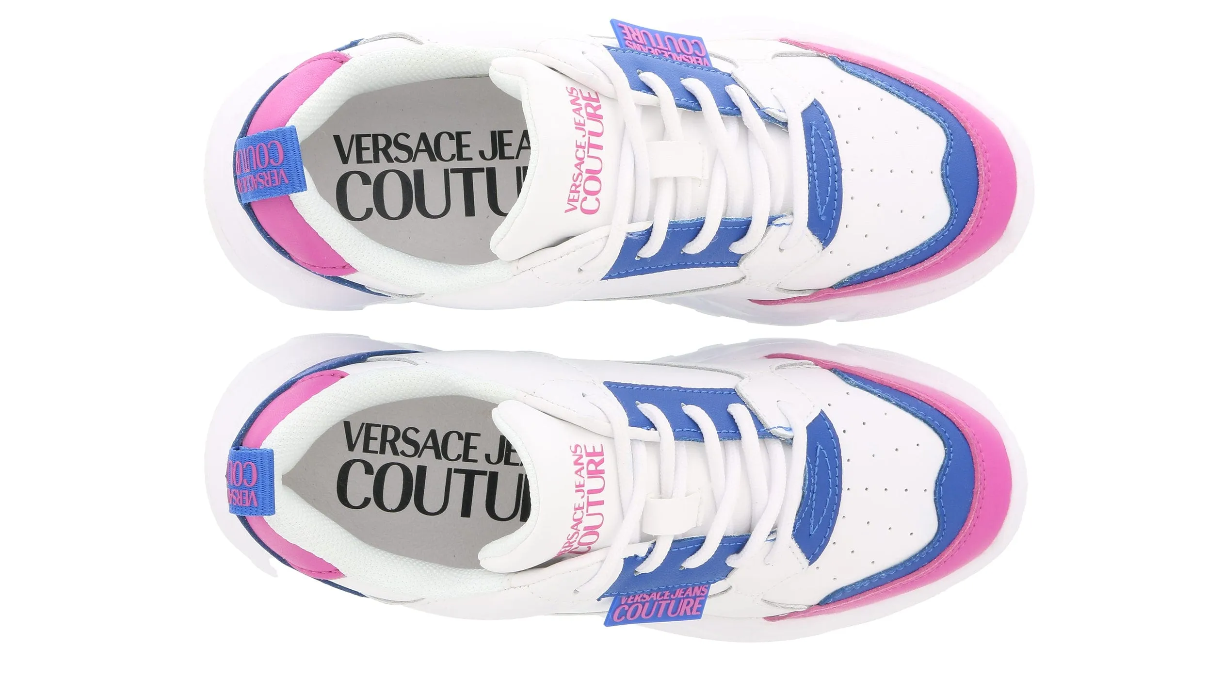 Versace Jeans Couture White Blue Signature Fashion Sneakers