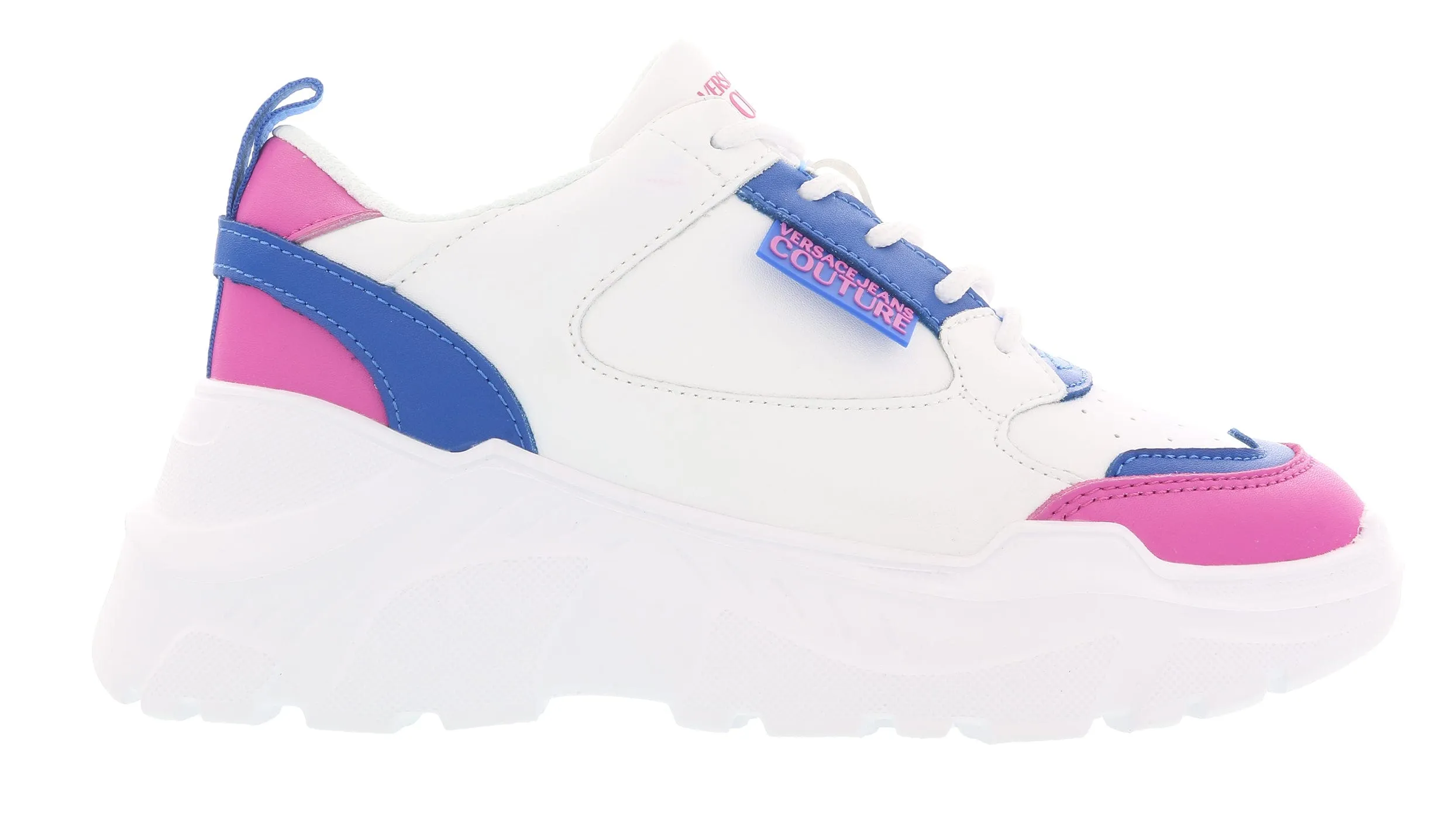 Versace Jeans Couture White Blue Signature Fashion Sneakers