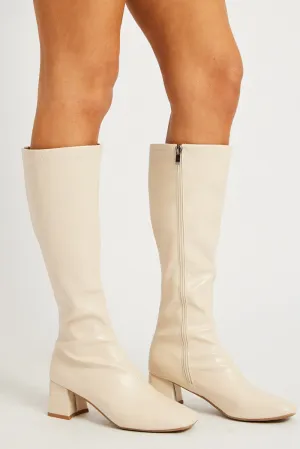 White Knee High Boots