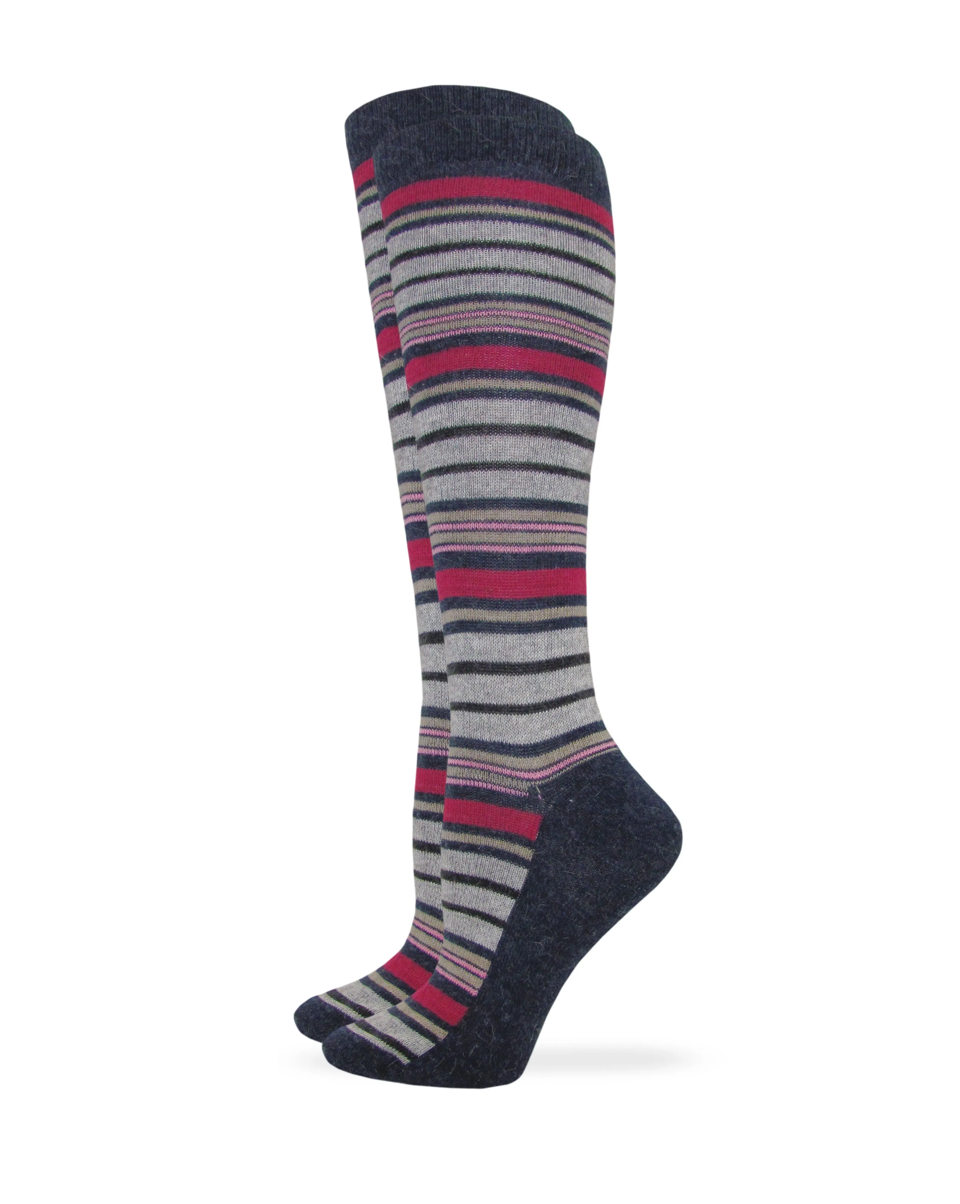 Wise Blend Ladies Angora Stripe Knee High Socks 1 Pair Pack